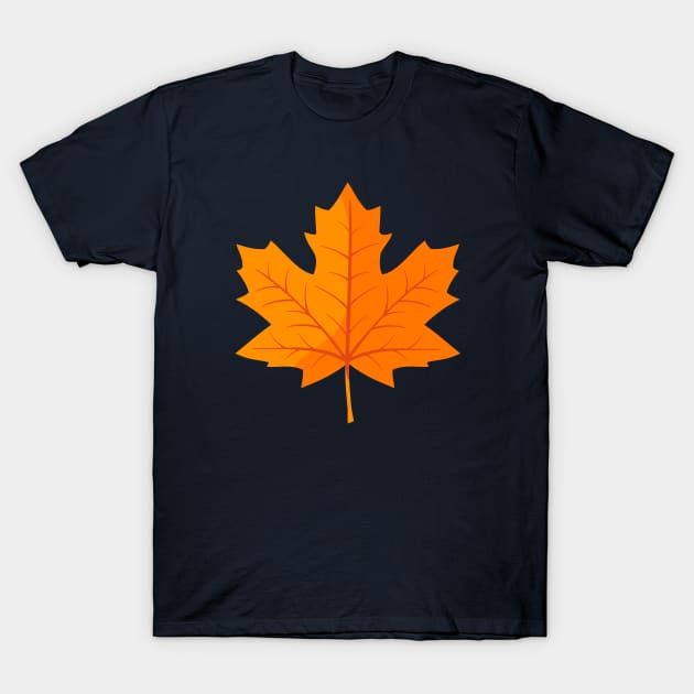 Orange Maple Autumn Leaf T-Shirt by RageRabbit